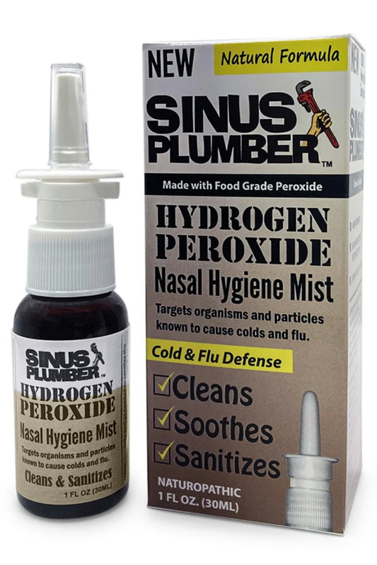 Sinus Plumber Hydrogen Peroxide Nasal Spray for Cold and Flu, 1 Fl Oz