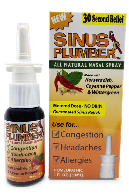 Sinus Plumber Pepper Nasal Spray for Allergy and Sinus Relief, 1 Fl Oz